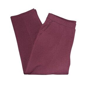 Loft Burgundy Ankle-Length Stretch Pants Sz XL Women Elastic Waist Comfortable F